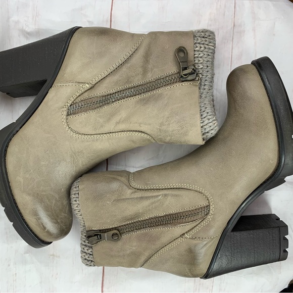 Steve Madden boots shoes knit sweater platform heel leather double zip grey 9.5 - Picture 3 of 16